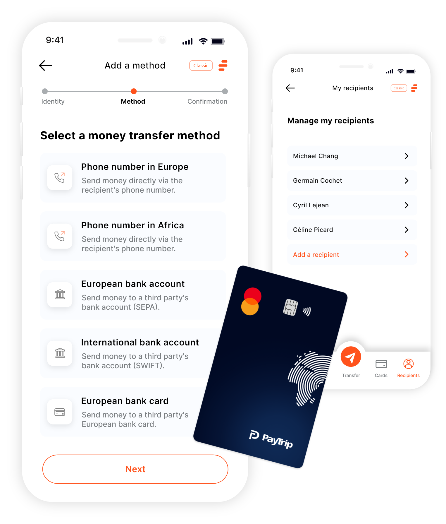 Money transfer PayTrip screen app